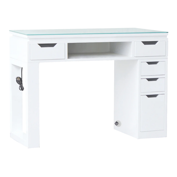 Whale Spa Valentino Lux Gloss-White Glasstop Manicure Table - Chairs ...