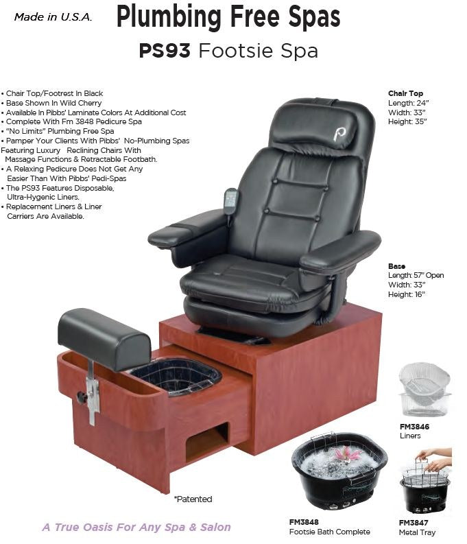 Pibbs Footsie Spa Portable Pedicure Chair - Non-plumbing