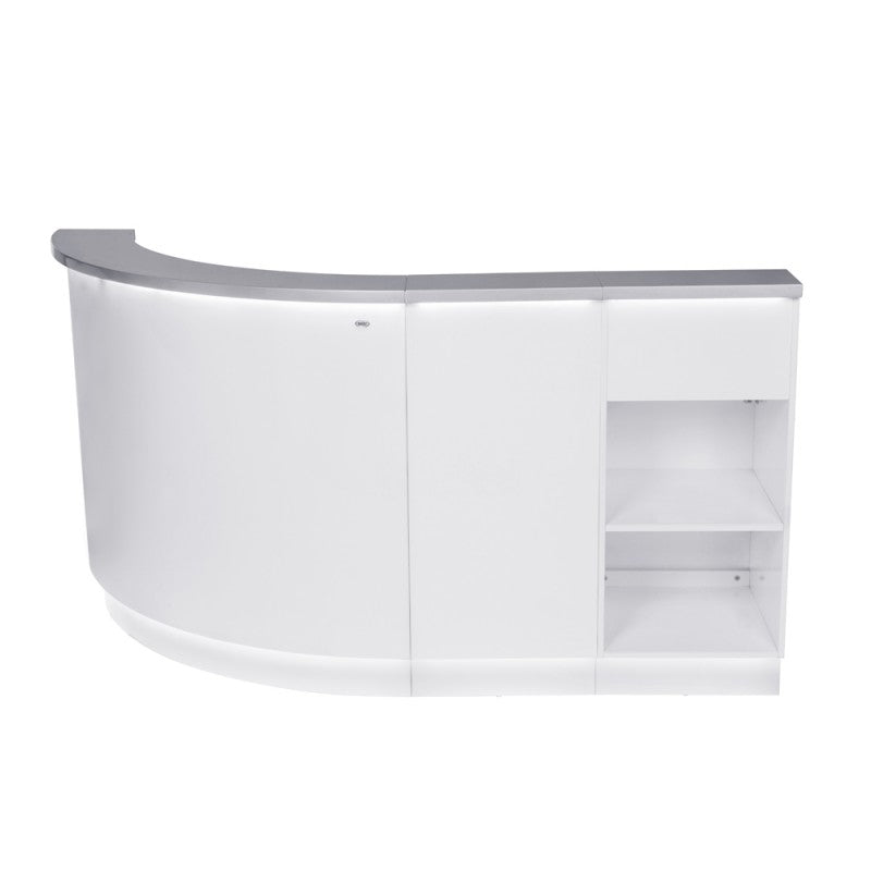 Dream In Reality DIR Janus - Curved & L-Shaped Reception Desk with LED Lighting Reception Desk - ChairsThatGive
