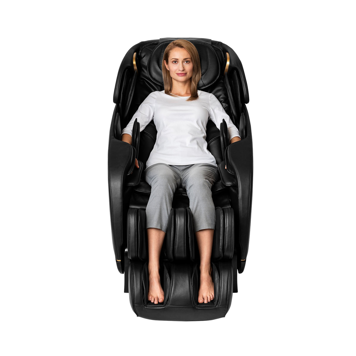 Individual using the Inner Balance Wellness Jin 2.0 Massage Chair for relaxation