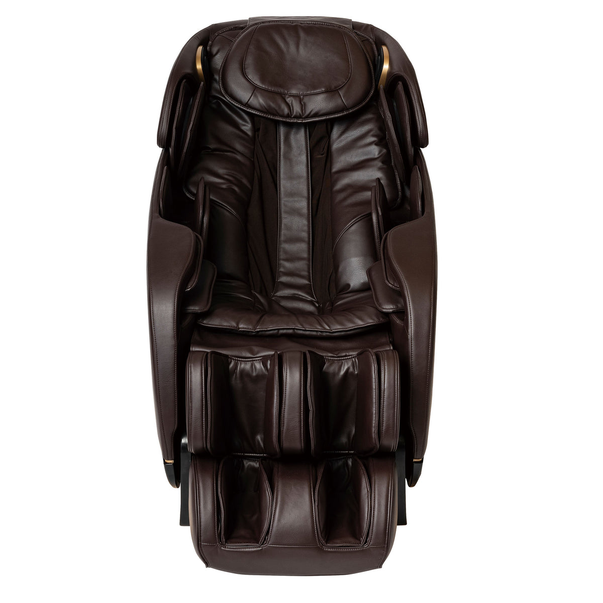 Profile view of the Inner Balance Wellness Jin 2.0 Massage Chair in luxurious brown leather