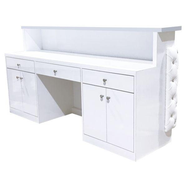 Whale Spa Whale Spa Valentino Lux Diamond Tufted Reception Desk with Crystal Buttons Reception Desk - ChairsThatGive
