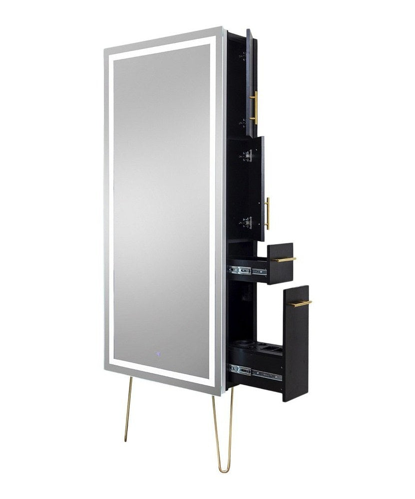 Pibbs Lumina LED Salon Mirror & Storage Server w/ Legs