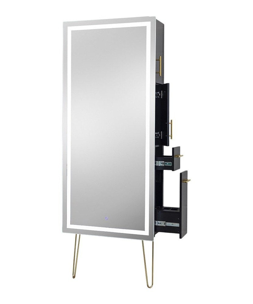 Pibbs Lumina LED Salon Mirror &amp; Storage Server w/ Legs
