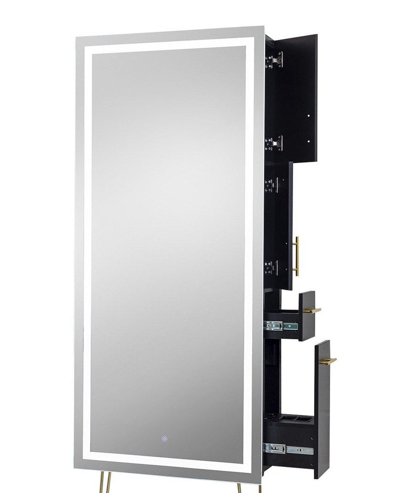 Pibbs Lumina LED Salon Mirror &amp; Storage Server w/ Legs
